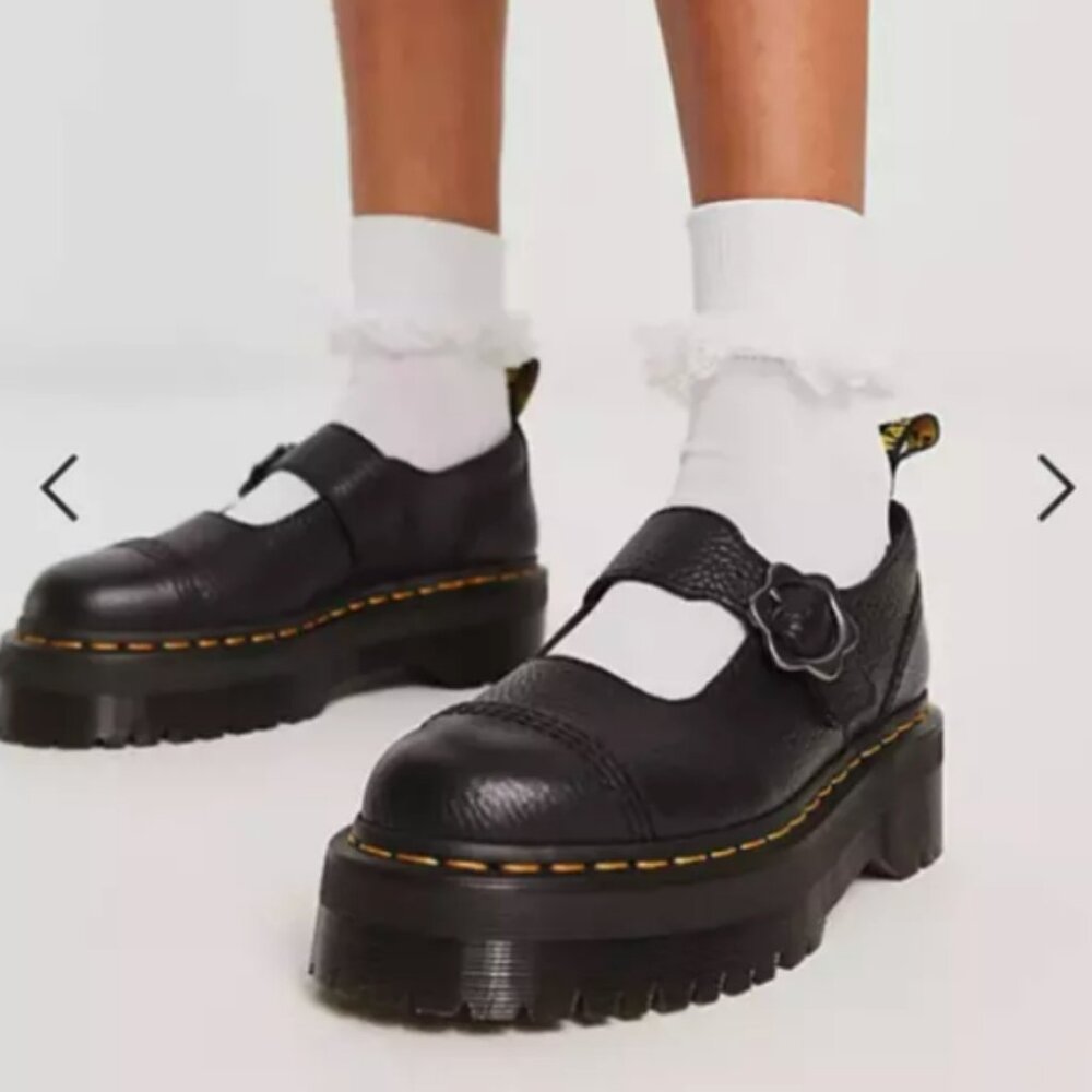 DR. MARTENS ADDINA FLOWER BUCKLE LEATHER PLATFORM MARY JANE MSRP$190 CHIC & CUTE